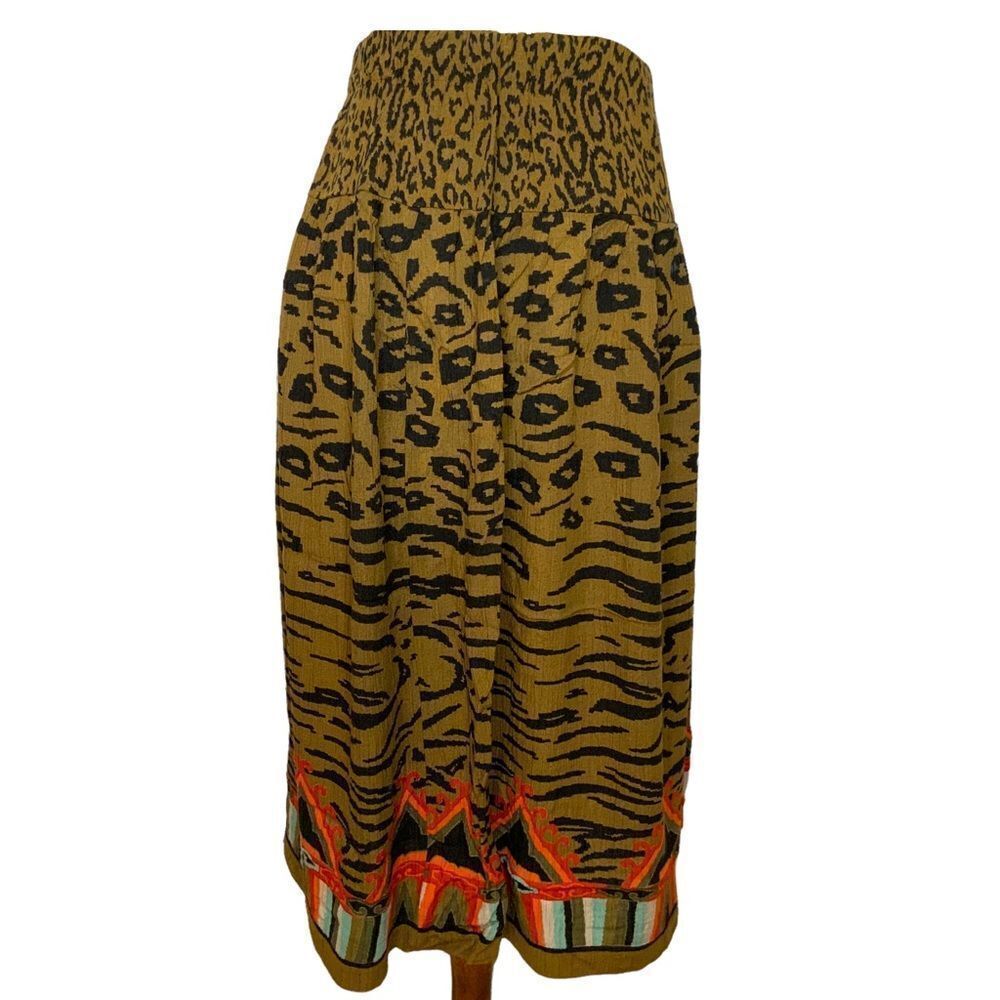 Y2K midi skirt brown black geometric Southwest size S